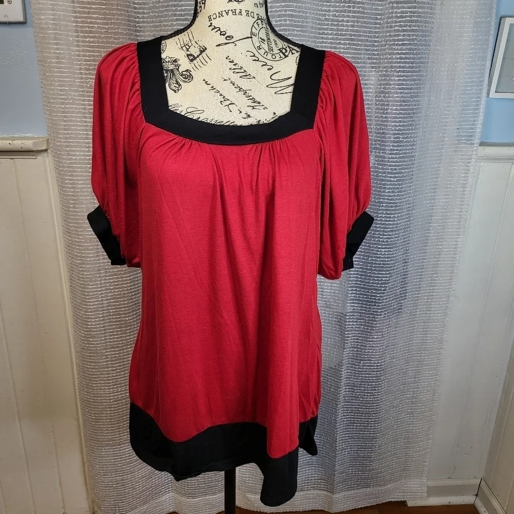 Rue21 Red and Black Blouse Large